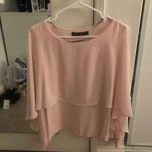 Zara blush flowy chiffon top